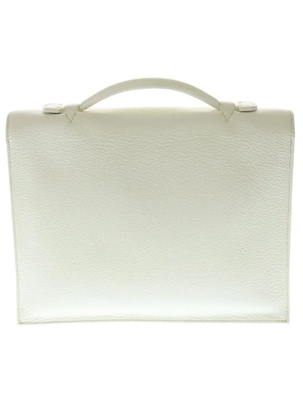 Hermes Sac a Depeches 27 Business Bag Silver Togo Leather White
